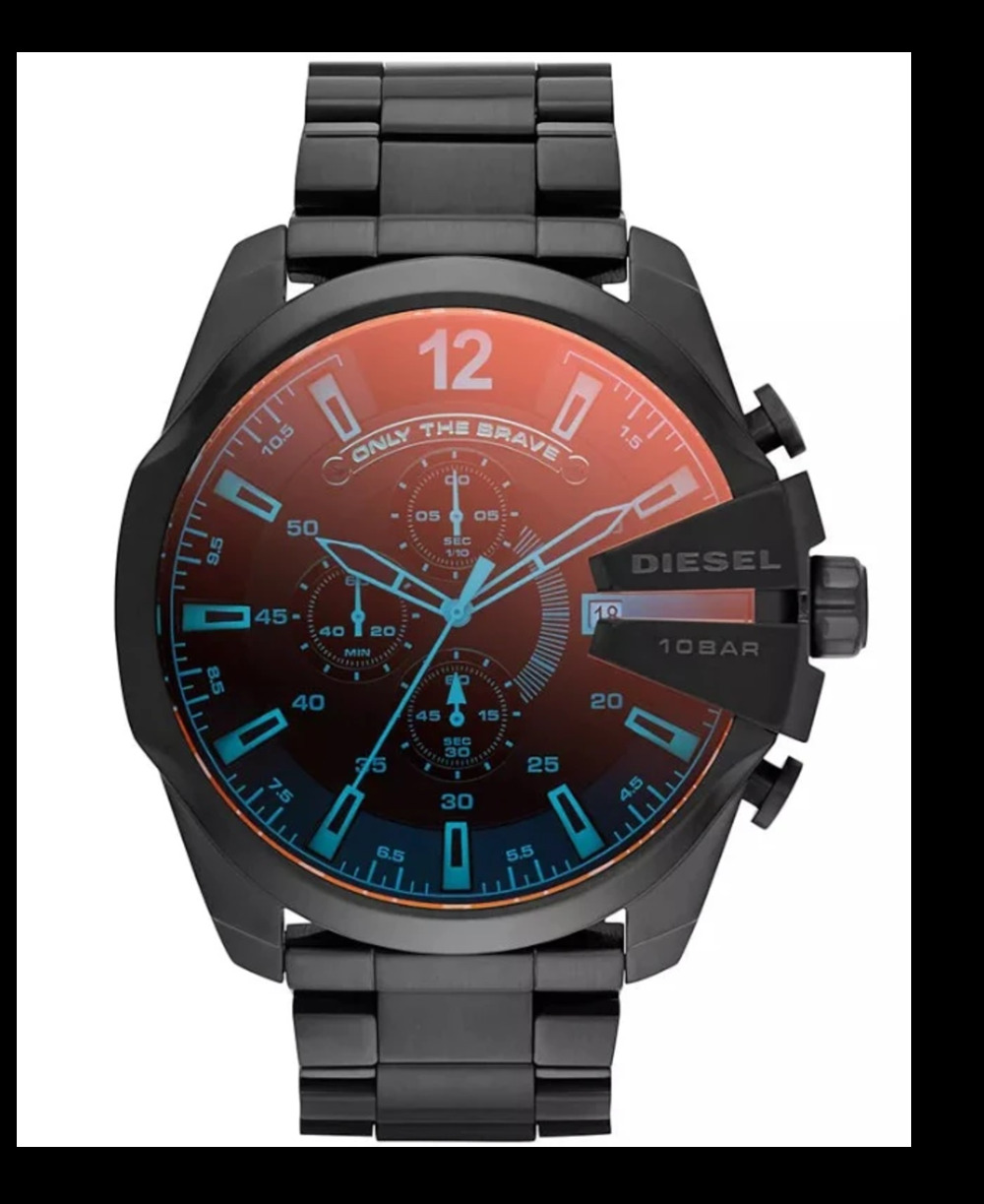 Diesel Men's Chronograph Iridescent Crystal Mega Chief Black Watch DZ4318
